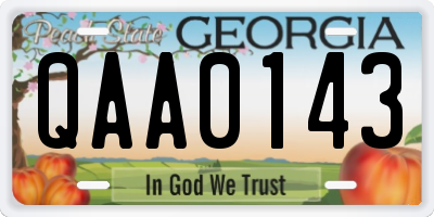 GA license plate QAA0143