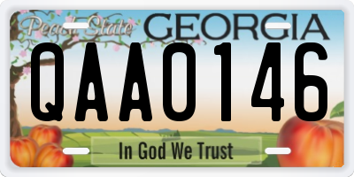 GA license plate QAA0146