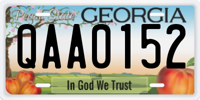 GA license plate QAA0152