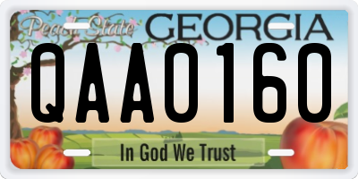 GA license plate QAA0160