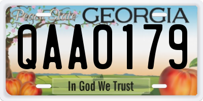 GA license plate QAA0179