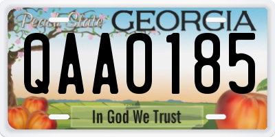 GA license plate QAA0185