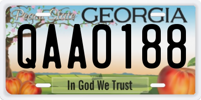 GA license plate QAA0188