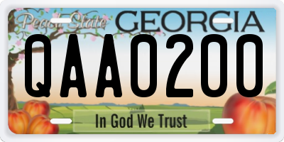 GA license plate QAA0200