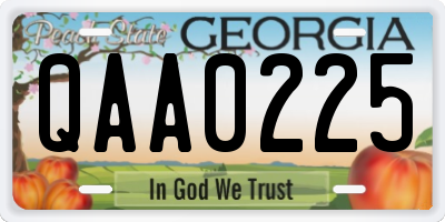 GA license plate QAA0225