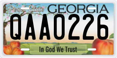 GA license plate QAA0226