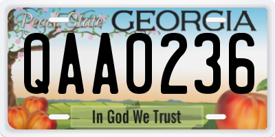 GA license plate QAA0236