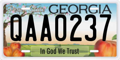 GA license plate QAA0237