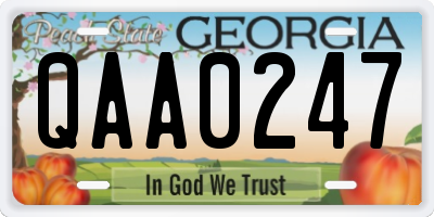 GA license plate QAA0247