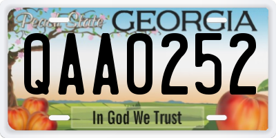 GA license plate QAA0252