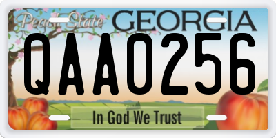 GA license plate QAA0256
