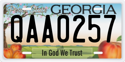 GA license plate QAA0257