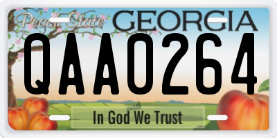 GA license plate QAA0264