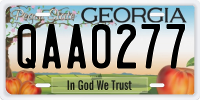 GA license plate QAA0277