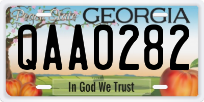 GA license plate QAA0282