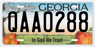 GA license plate QAA0288