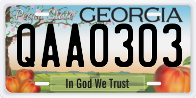 GA license plate QAA0303