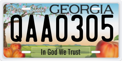 GA license plate QAA0305