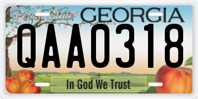 GA license plate QAA0318