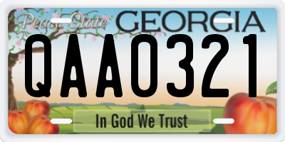 GA license plate QAA0321