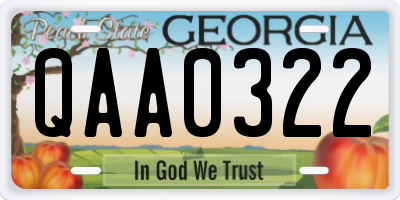 GA license plate QAA0322
