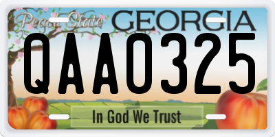 GA license plate QAA0325