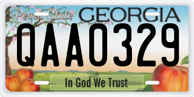 GA license plate QAA0329