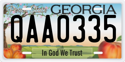 GA license plate QAA0335