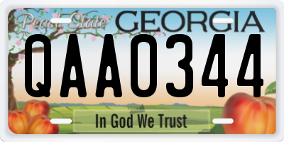 GA license plate QAA0344