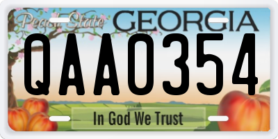 GA license plate QAA0354