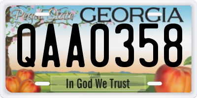 GA license plate QAA0358
