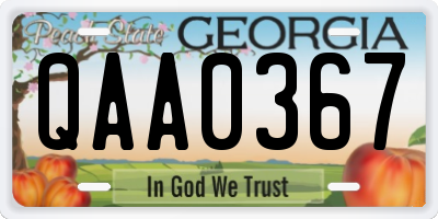 GA license plate QAA0367
