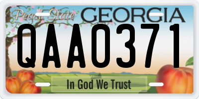 GA license plate QAA0371