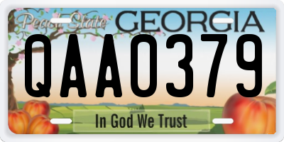 GA license plate QAA0379