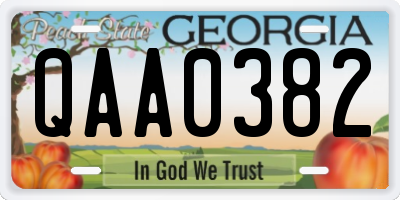GA license plate QAA0382