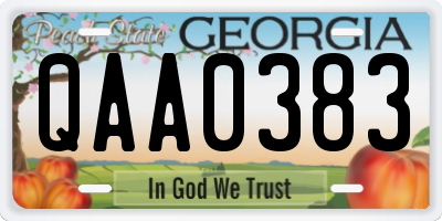 GA license plate QAA0383