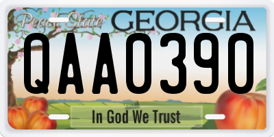 GA license plate QAA0390
