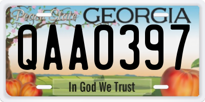 GA license plate QAA0397
