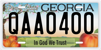 GA license plate QAA0400