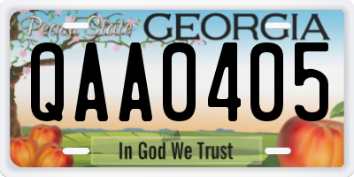 GA license plate QAA0405