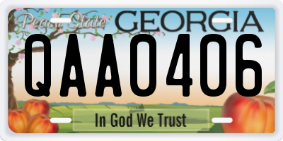 GA license plate QAA0406