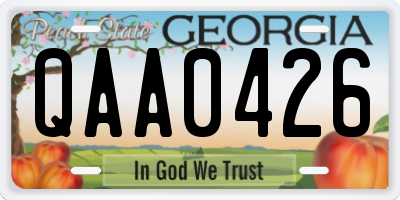 GA license plate QAA0426