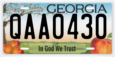 GA license plate QAA0430
