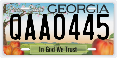 GA license plate QAA0445