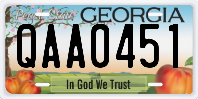GA license plate QAA0451