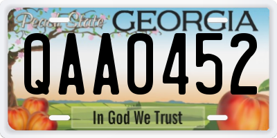 GA license plate QAA0452