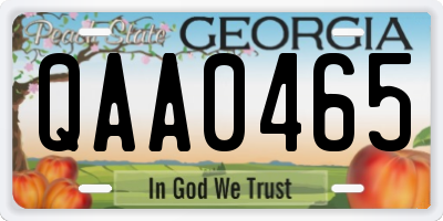 GA license plate QAA0465