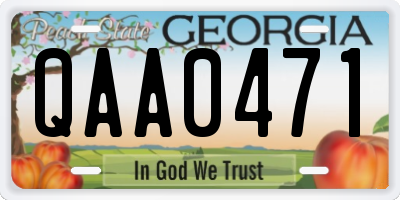 GA license plate QAA0471