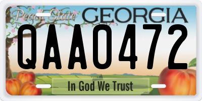 GA license plate QAA0472