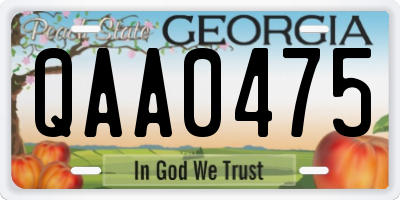 GA license plate QAA0475
